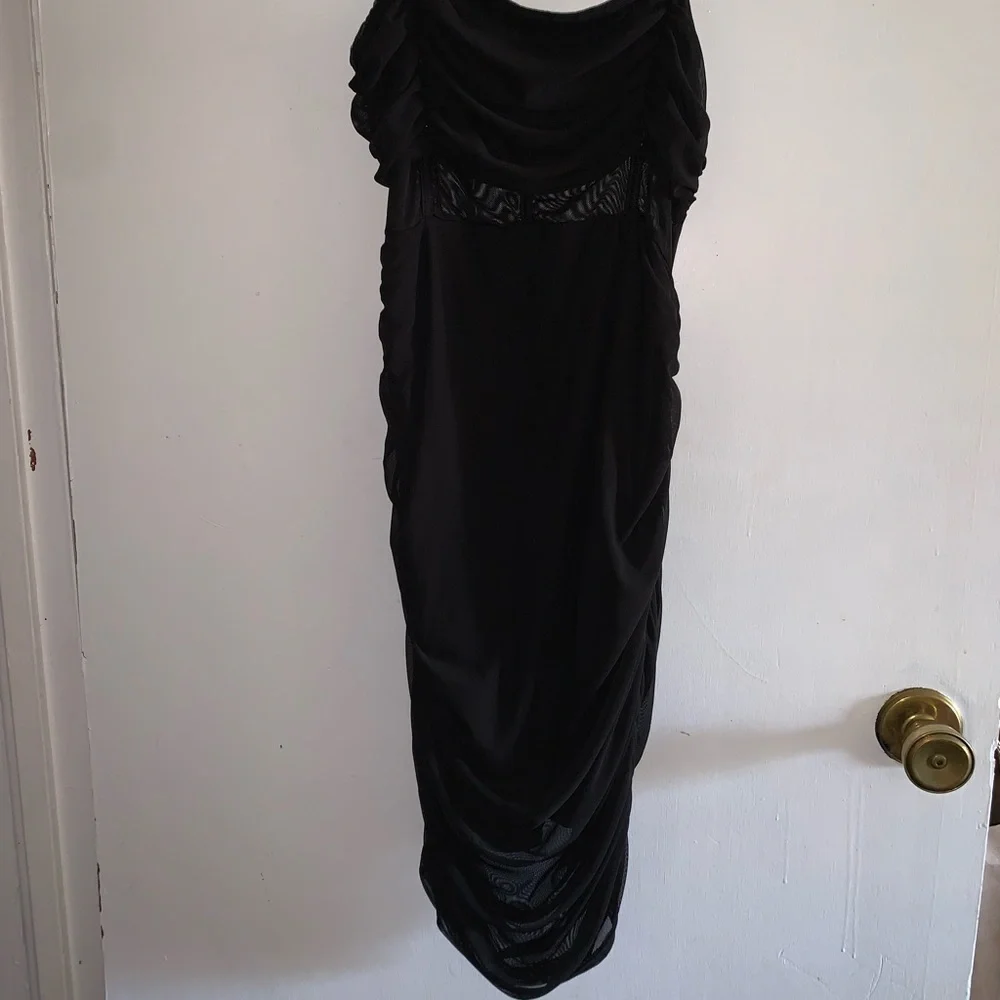 PrettyLittleThing Mesh Sexy Black Dress - Picture 2 of 7